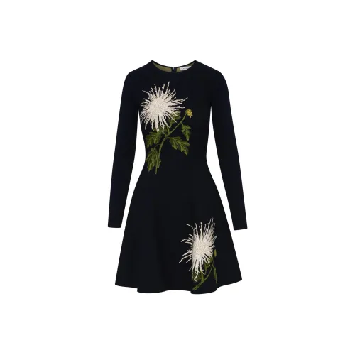 Oscar De La Renta SS24 Длинное платье с длинными рукавами женское черное