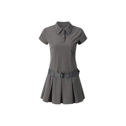 Lookinto Короткий рукав платье женское серое