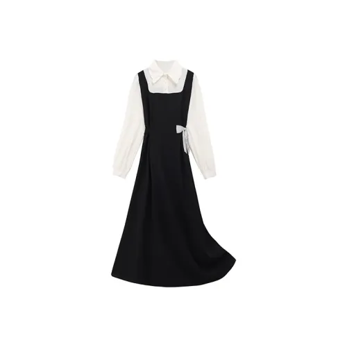 MOPB Черно-белая панда Женские Длинные рукава Платья