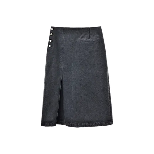 SINBOS Деним Длинный Юбка Женские Синий Серый