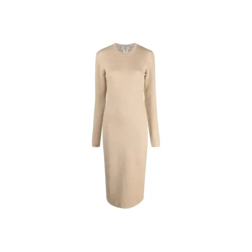 FENDI SS23 Длинное платье с длинными рукавами женское бежевый