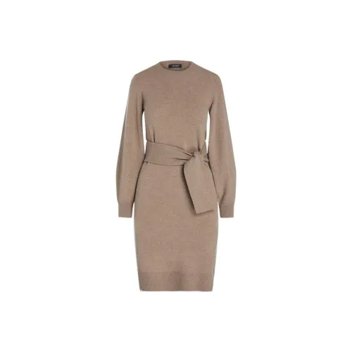 LAUREN RALPH LAUREN Длинное платье с длинными рукавами женское коричневое