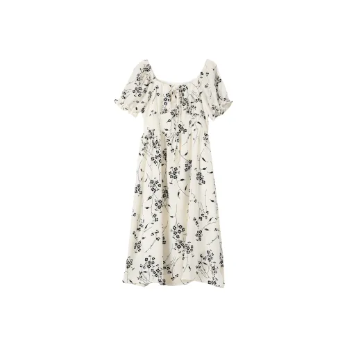 ONE PASS STUDIO Короткий рукав Платье Женское Белое Черное