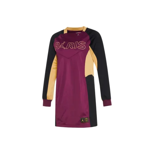 Jordan Paris Saint Germain Длинное платье с длинными рукавами женское фуксия