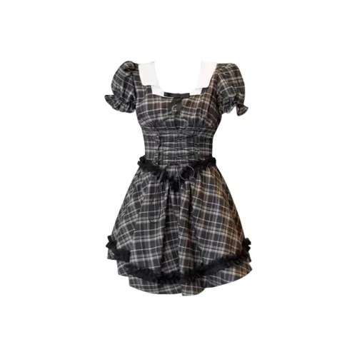 SYEEE WITH U Короткий рукав Платье Женское Черное Сетка