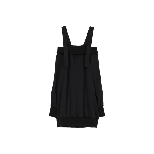 Yohji Yamamoto Черные Женские Длинные Платья с Длинными Рукавами