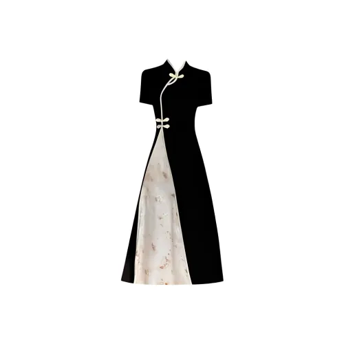 BIFH Короткий рукав Платье Женское Черное