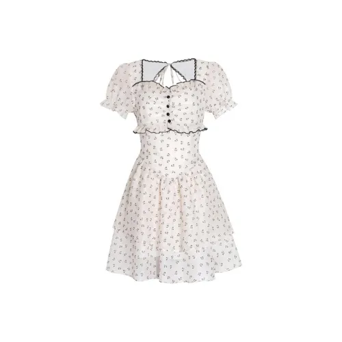 Mlpstudio Короткий рукав платье женский белый цветочный