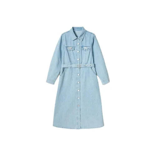 Jonas Wagell Длинное платье с длинными рукавами женское светло-синее