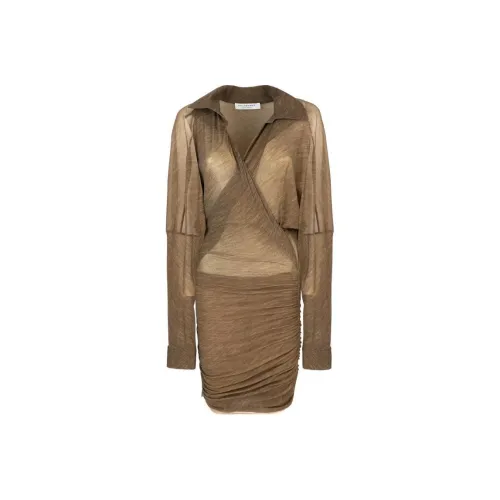 PHILOSOPHY DI LORENZO SERAFINI Длинное платье с длинными рукавами женское коричневое