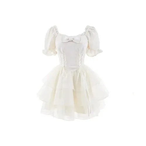 PLANE DRIFT Короткий рукав Платье Женское Абрикос