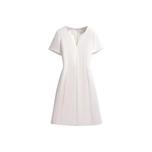Silky Queen Короткий рукав Платье Женское Белое