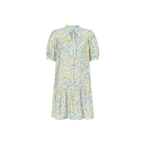 JZ. ANNAKRO Короткий рукав платье женское цветочный синий