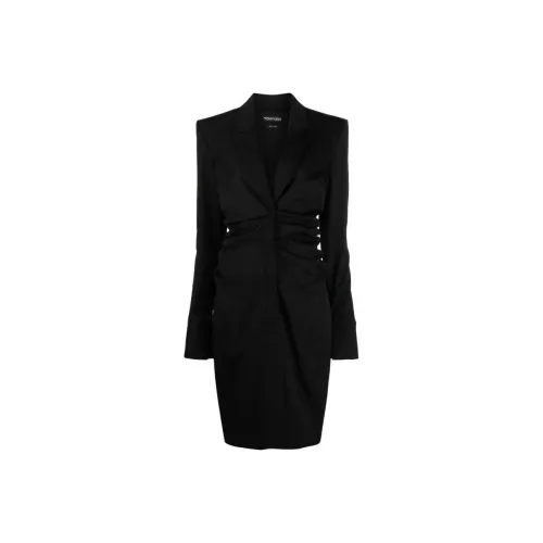 TOM FORD Черное Женское Длинное Платье с Рукавами