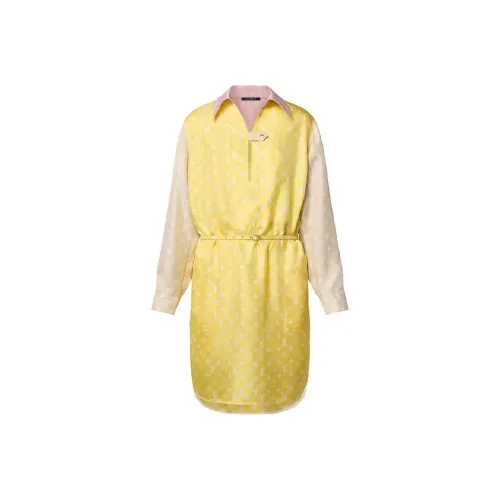 LOUIS VUITTON Длинное платье с длинными рукавами женское желтое