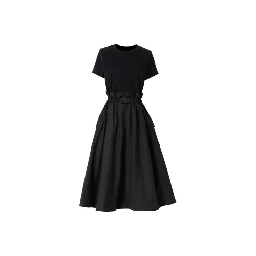 SOON FLOWER Black Женские Короткие Платья с Рукавами