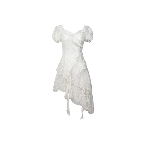 ACAINES French White Женские Короткие Платья с Рукавами