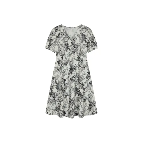 Mo Han Yi Mei Короткий рукав Платье Женское Черное Белое