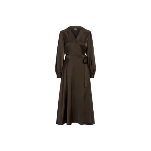 Polo Ralph Lauren Длинное платье с длинными рукавами женское коричневое