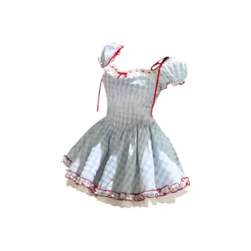 PUREIDOL Короткий рукав Платье Женское Синее