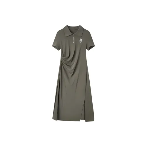 EICHITOO Короткое платье с короткими рукавами женское темно-зеленое