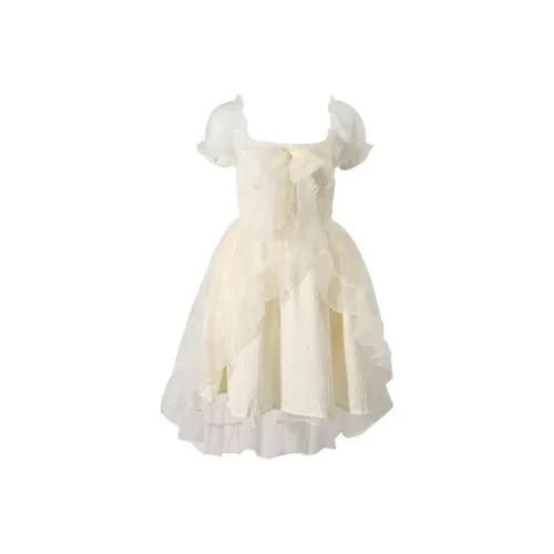 SECFLY OFFICIAL Короткий рукав Платье Женское Абрикосовое