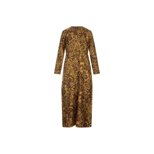 'S MAX MARA Длинное платье с длинными рукавами женское желтое