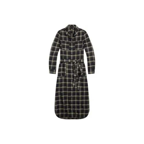 DOUBLE RL Длинное платье с длинными рукавами женское черное золотое