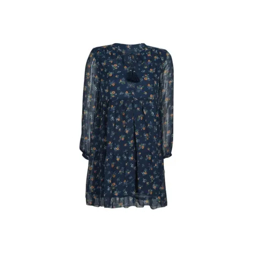 Pepe Jeans Длинное платье с длинными рукавами женское морской синий