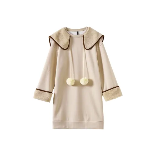 OUNIXUE Длинное платье с длинным рукавом женское хаки