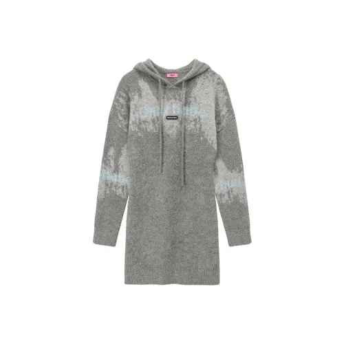 CHUU Темно-серый Женские Длинные Платья с Рукавами