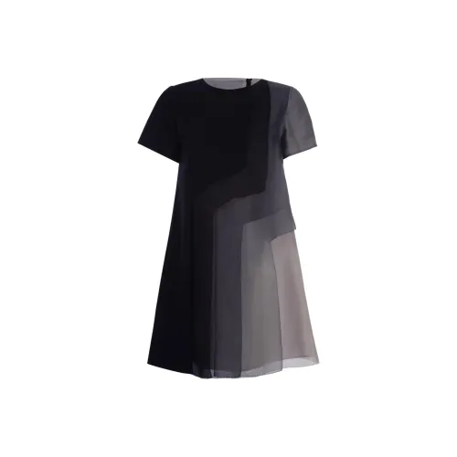 SHIATZY CHEN Black Женские Короткие Платья с Рукавами