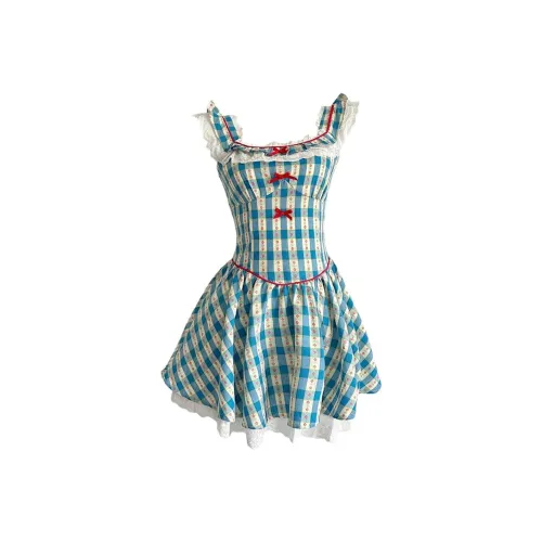 COHX Короткий рукав Платье Женское Синее