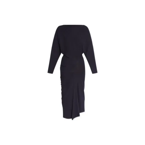 DRIES VAN NOTEN Черное Женское Длинное Платье с Рукавами
