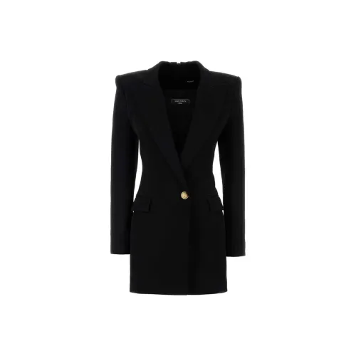 BALMAIN Длинное платье с длинными рукавами женское черное