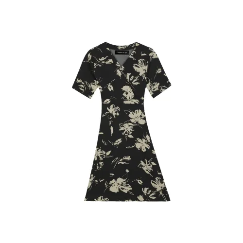 EIDOLON GRAIN Black Женские Короткие Платья с Рукавами