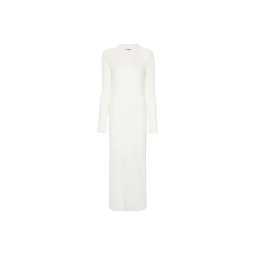 JIL SANDER Белое Женское Длинное Платье с Рукавами
