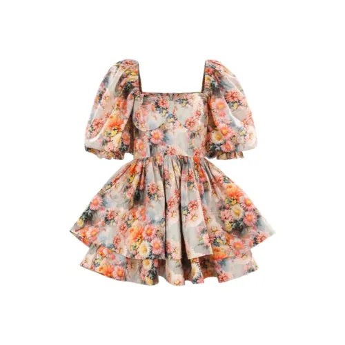 Selkie Коллекция Короткий рукав Платье Женское Daisy Ваза с принтом Daisy