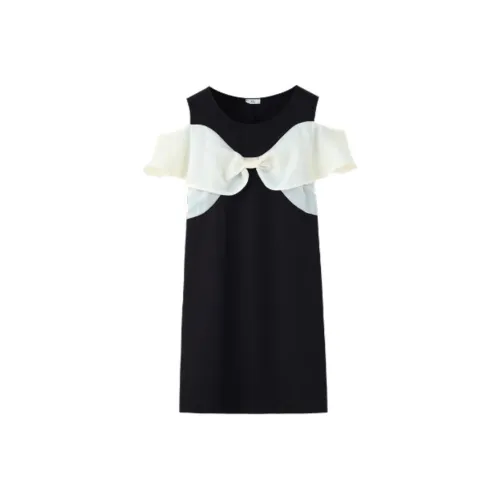 KEAB Короткий рукав Платье Женское Черное