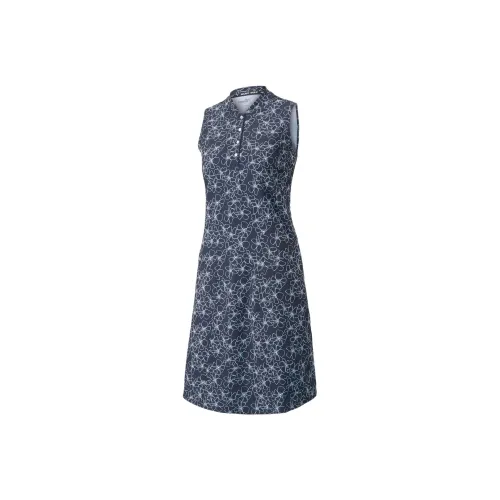 PUMA Island Flower Design GOLF Dress Women's Sleeveless Dress Women's Navy Blue