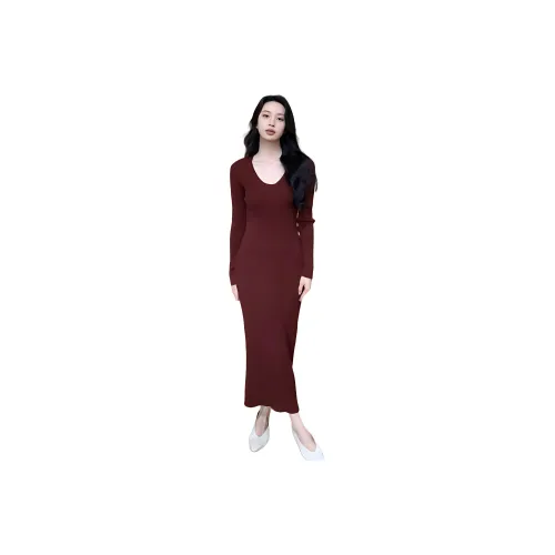 SEE YOU TOMORROW SISTERS Длинное платье с длинными рукавами женское темно-красное