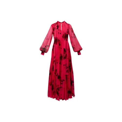 Erdem Длинное платье с длинными рукавами женское розовое