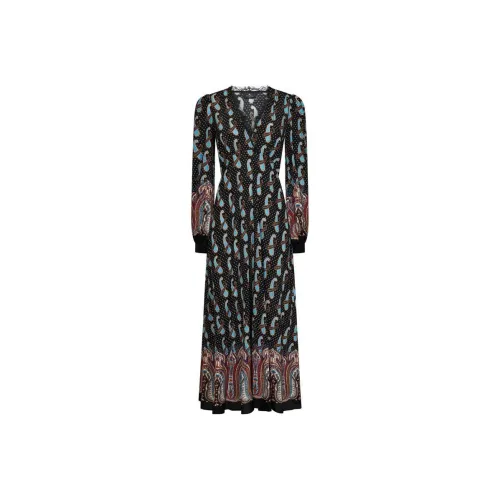 ETRO Черное Женское Длинное Платье с Рукавами