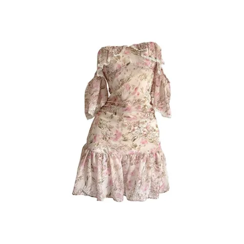 HUINIAN Короткий рукав платье женское розовое с цветами