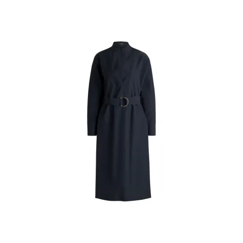 HUGO BOSS Длинное платье с длинными рукавами женское темно-синий