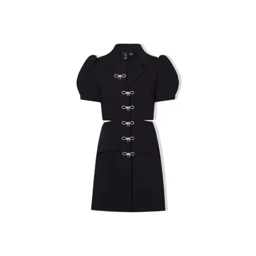 Lookinto Короткий рукав Платье Женское Черное