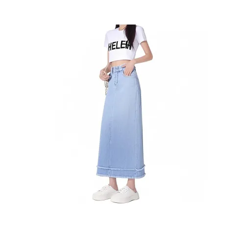 HELEH Denim Long Skirt Women's Light Blue
