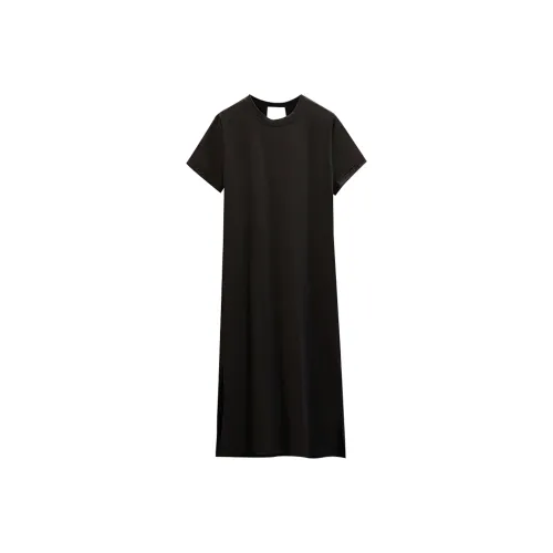 Wbwq Короткий рукав Платье Женское Черное