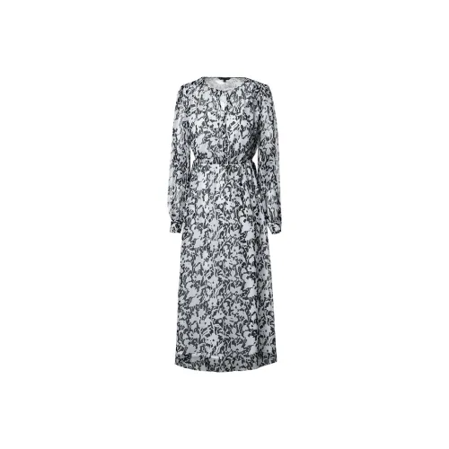 MeetMetro Длинное платье с длинными рукавами женское с принтом