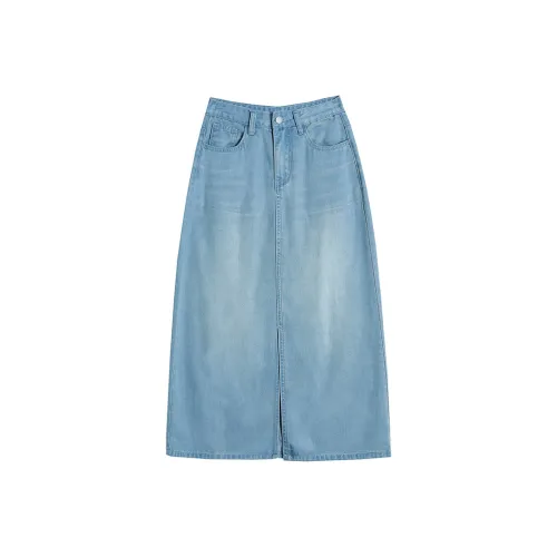 FAWENXIANGZI Деним Длинный Юбка Женские